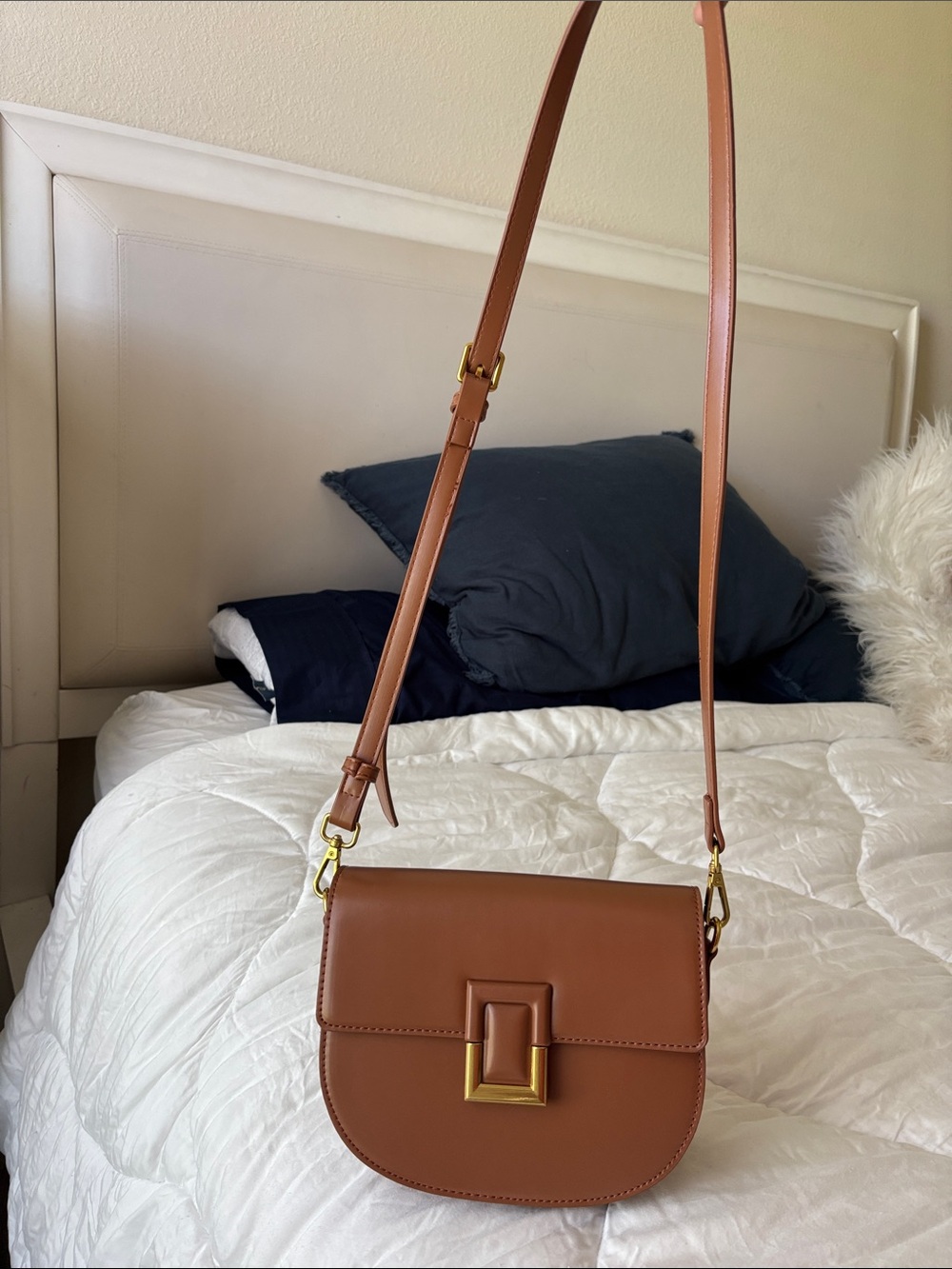 Miztique Tan Crossbody Bag with Gold Accent - Picture 2 of 5
